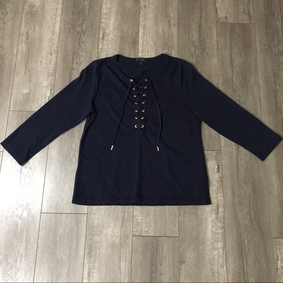 J. Crew navy tie shirt M - Picture 4 of 8